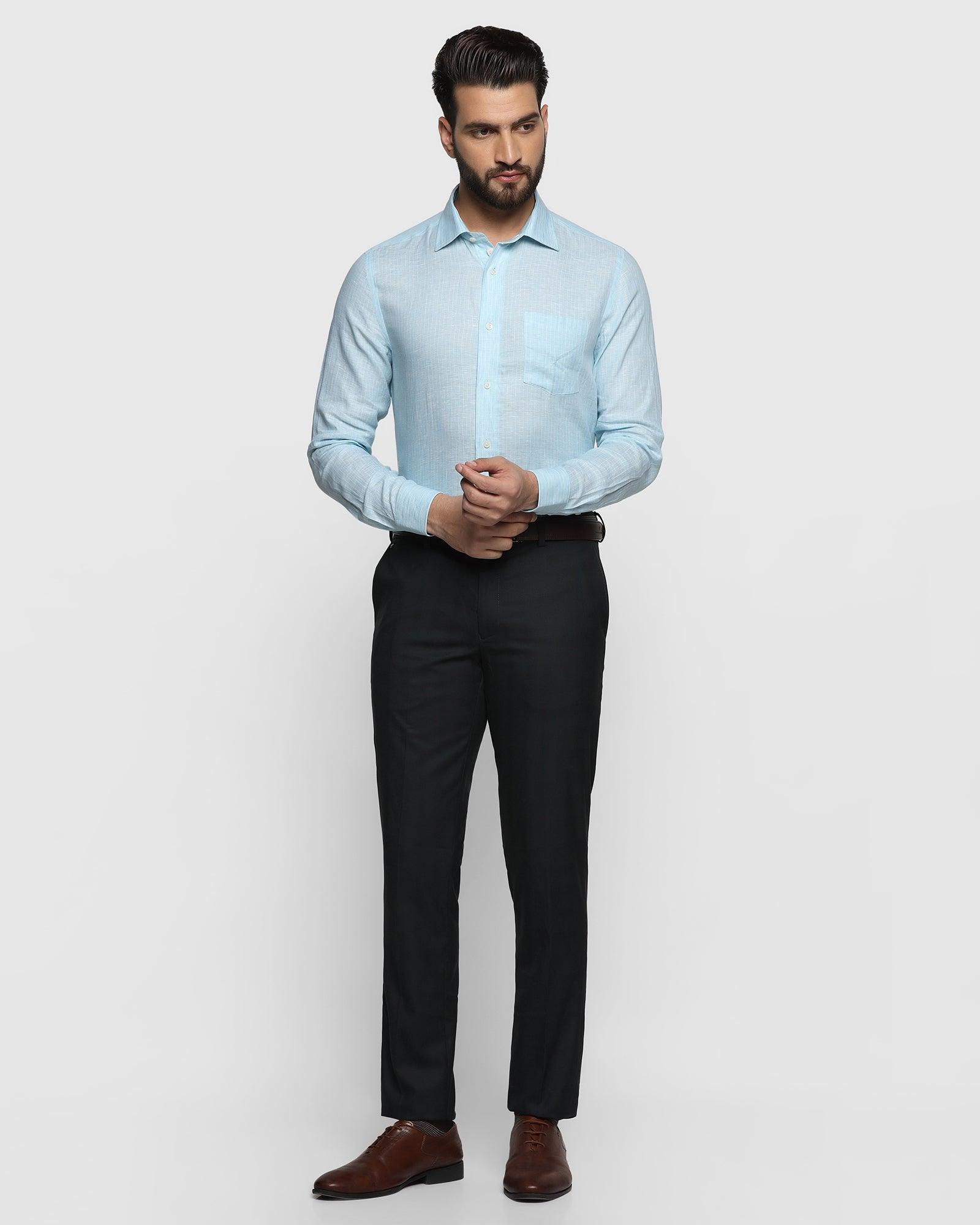 Textured Business Suit Pants - Denim Blue | Charles Tyrwhitt