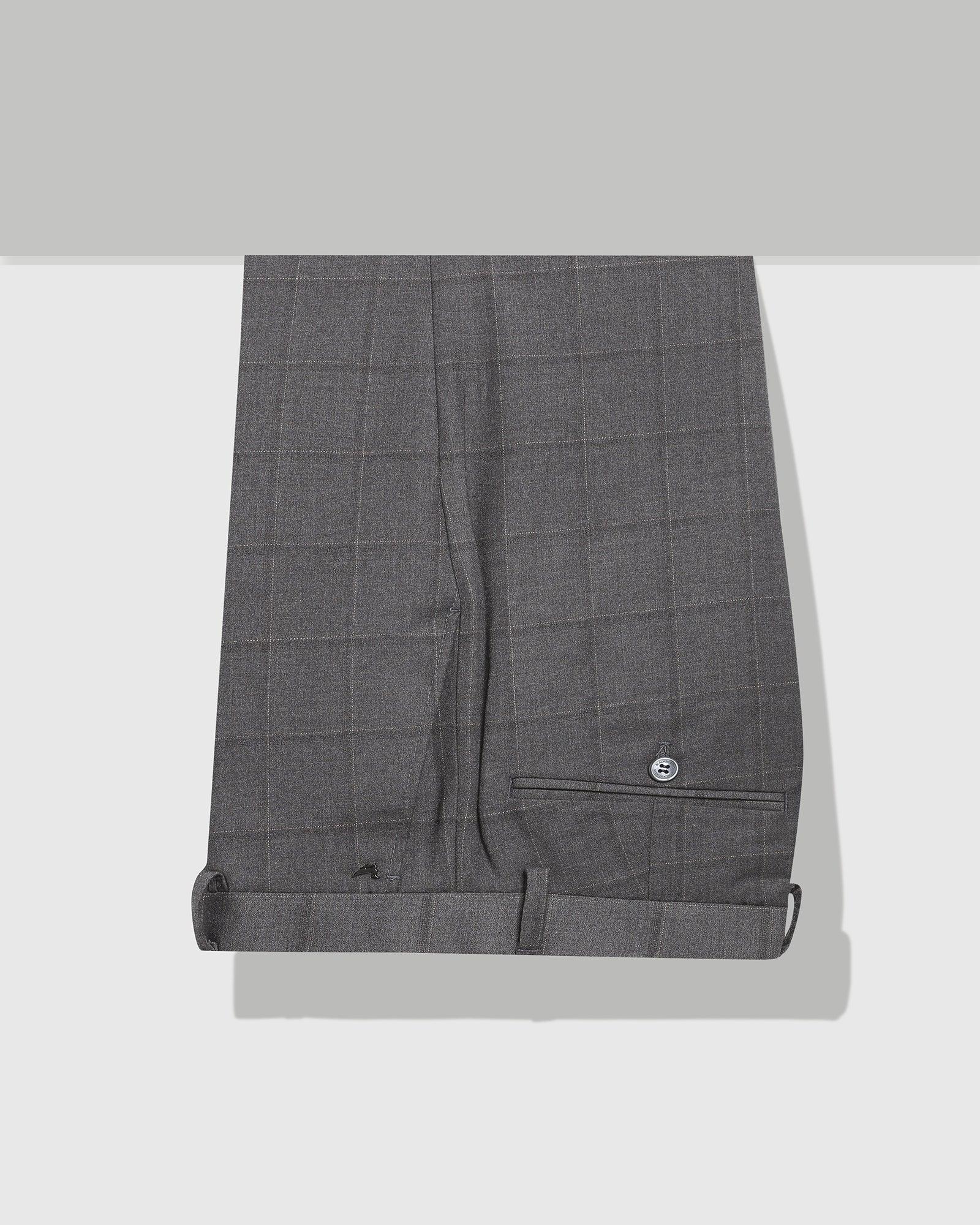 Slim Comfort B-95 Formal Dark Grey Check Trouser - Beam