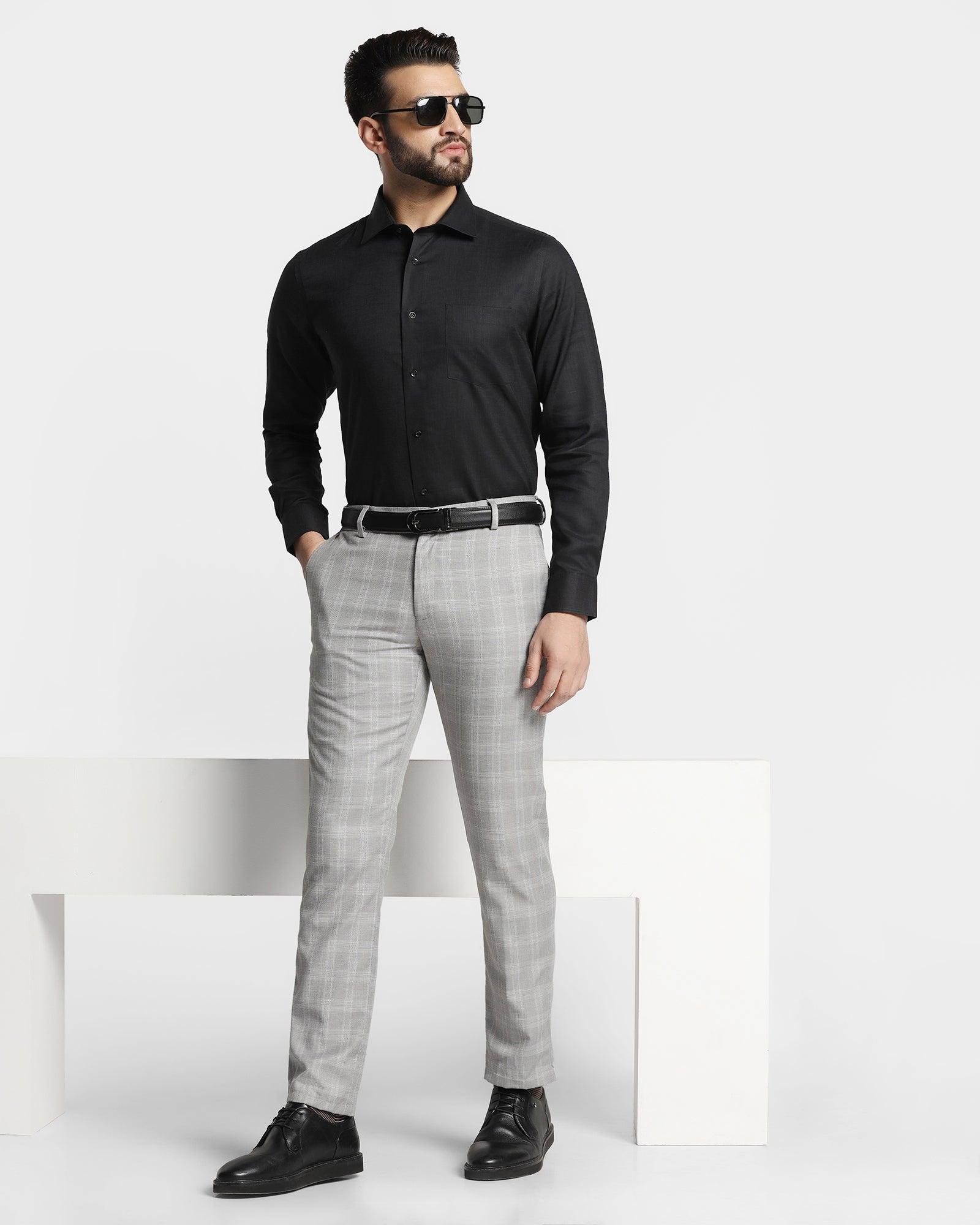 Linen Slim Comfort B-95 Formal Grey Check Trouser - Walt