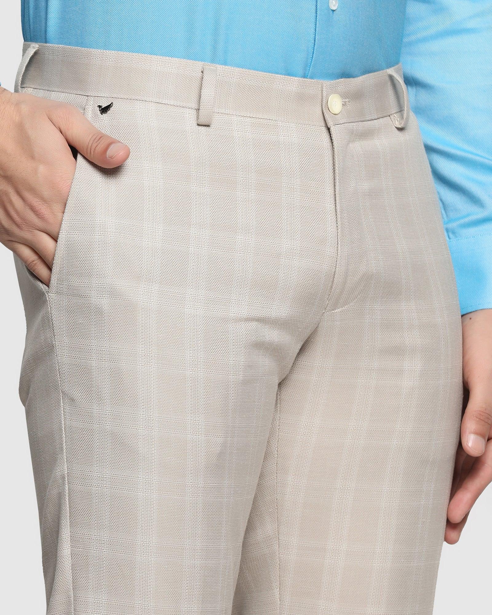 Linen Slim Comfort B-95 Formal Khaki Check Trouser - Walt