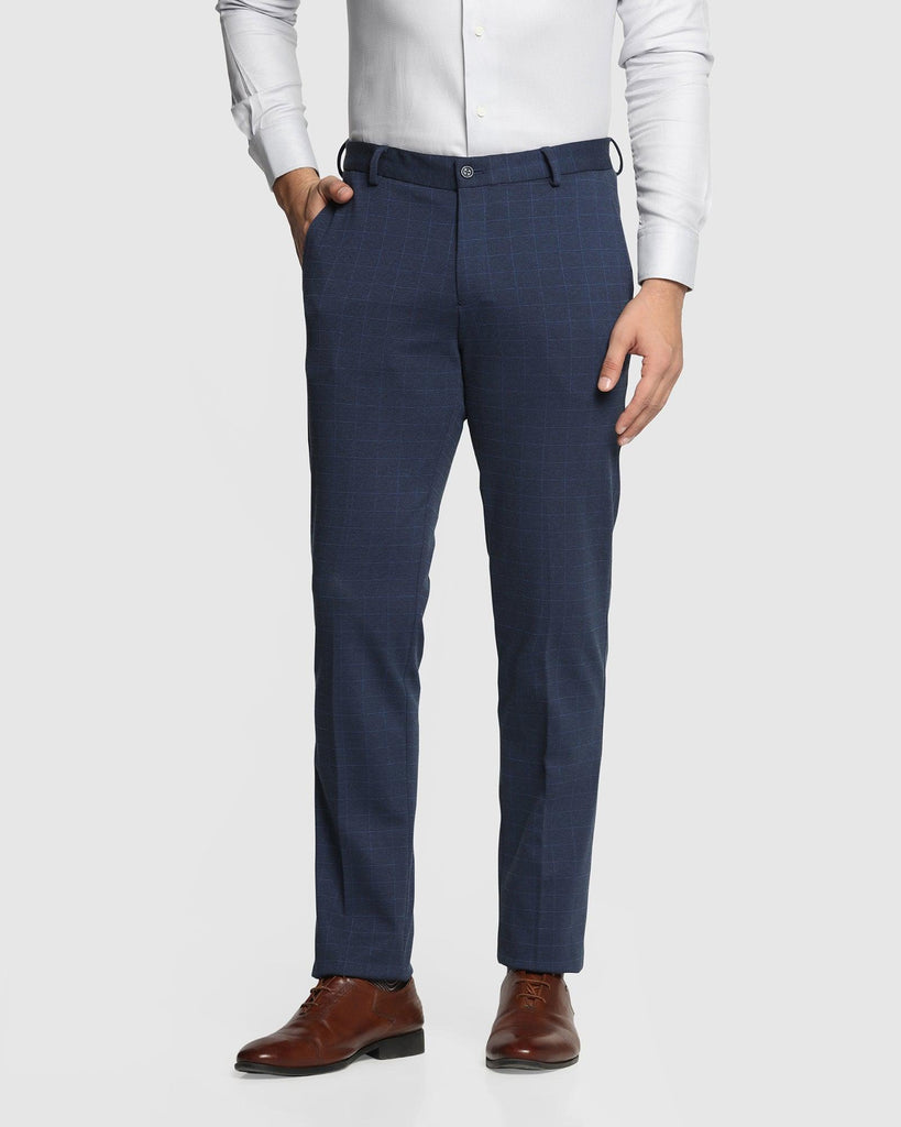 Slim Fit B-91 Formal Navy Check Trouser - Oslo