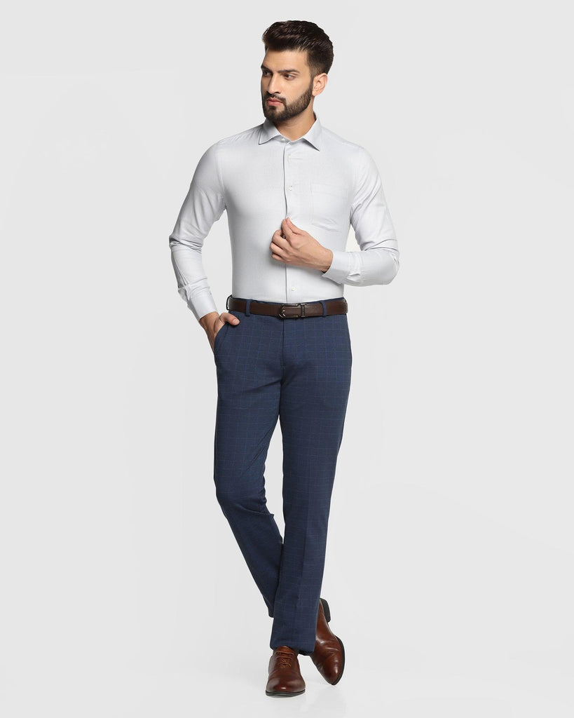 Slim Fit B-91 Formal Navy Check Trouser - Oslo