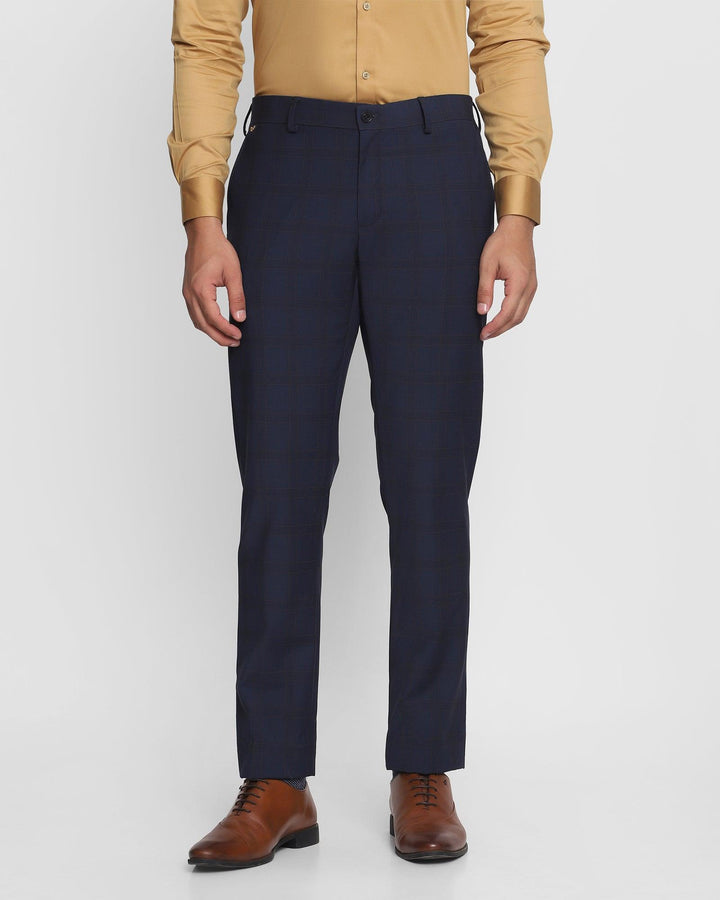 Luxe Slim Comfort B-95 Formal Navy Check Trouser - Martin