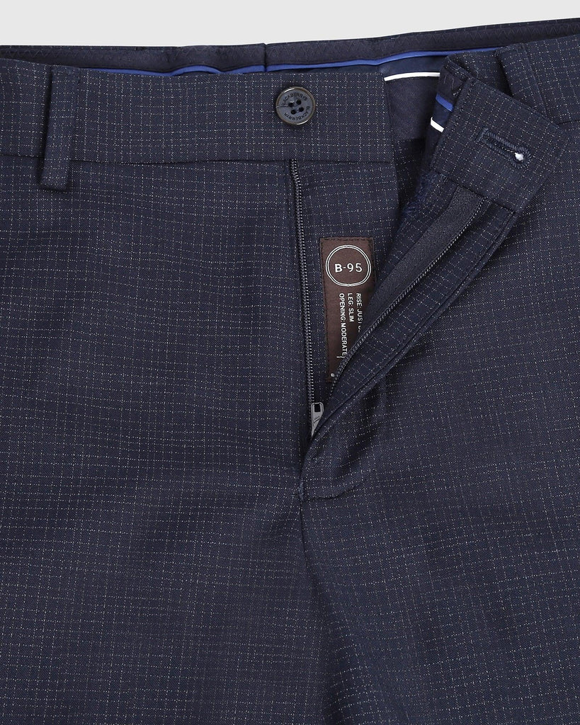 Slim Comfort B-95 Formal Navy Check Trouser - Wreck