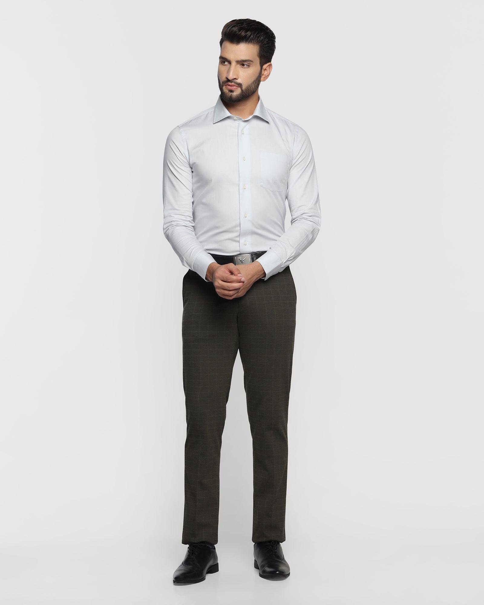 Slim Fit B-91 Formal Olive Check Trouser - Oslo