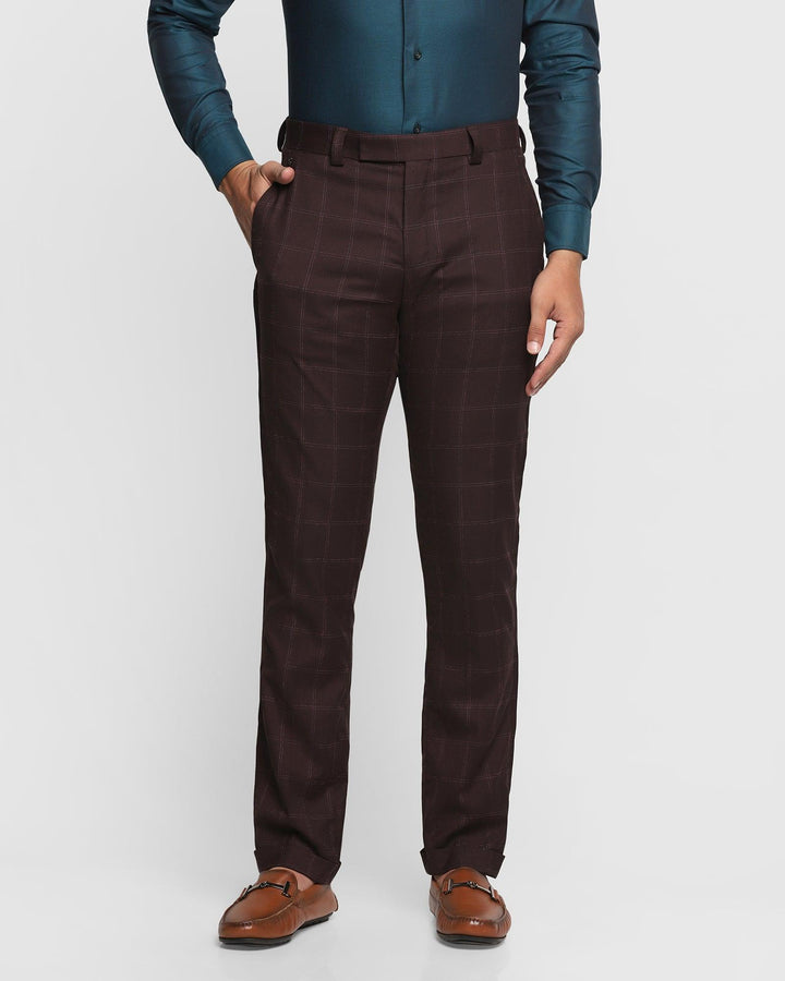 Slim Comfort B-95 Formal Wine Check Trouser - Dalton