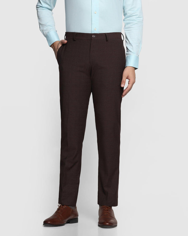 Slim Comfort B-95 Formal Wine Check Trouser - Wreck