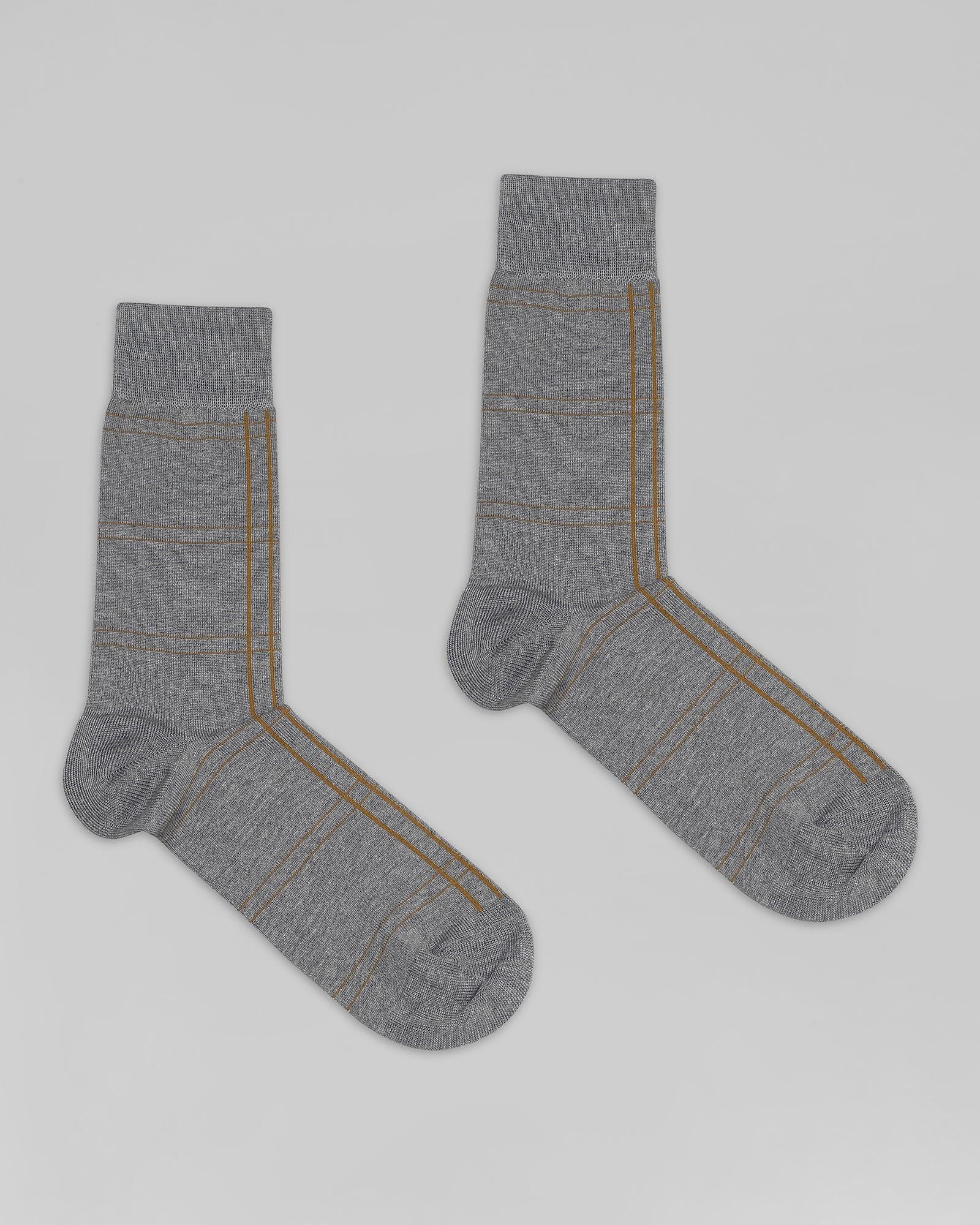 Cotton Grey Check Socks - Omne