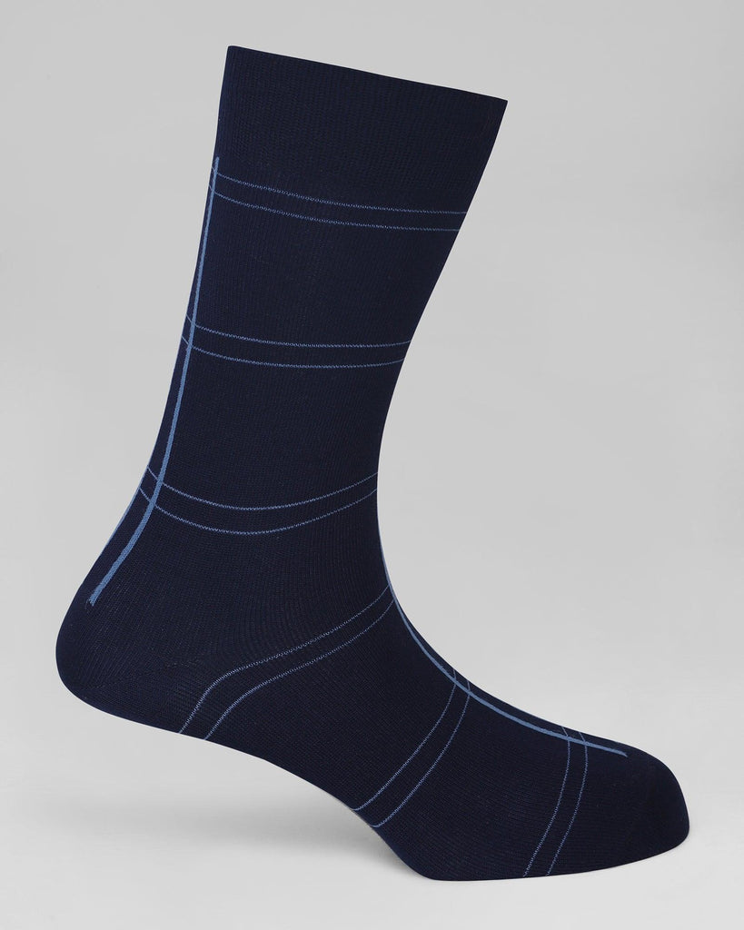 Cotton Navy Check Socks - Omne