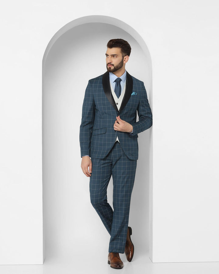 Tuxedo Multitude 6X Teal Check Formal Suit - Micah