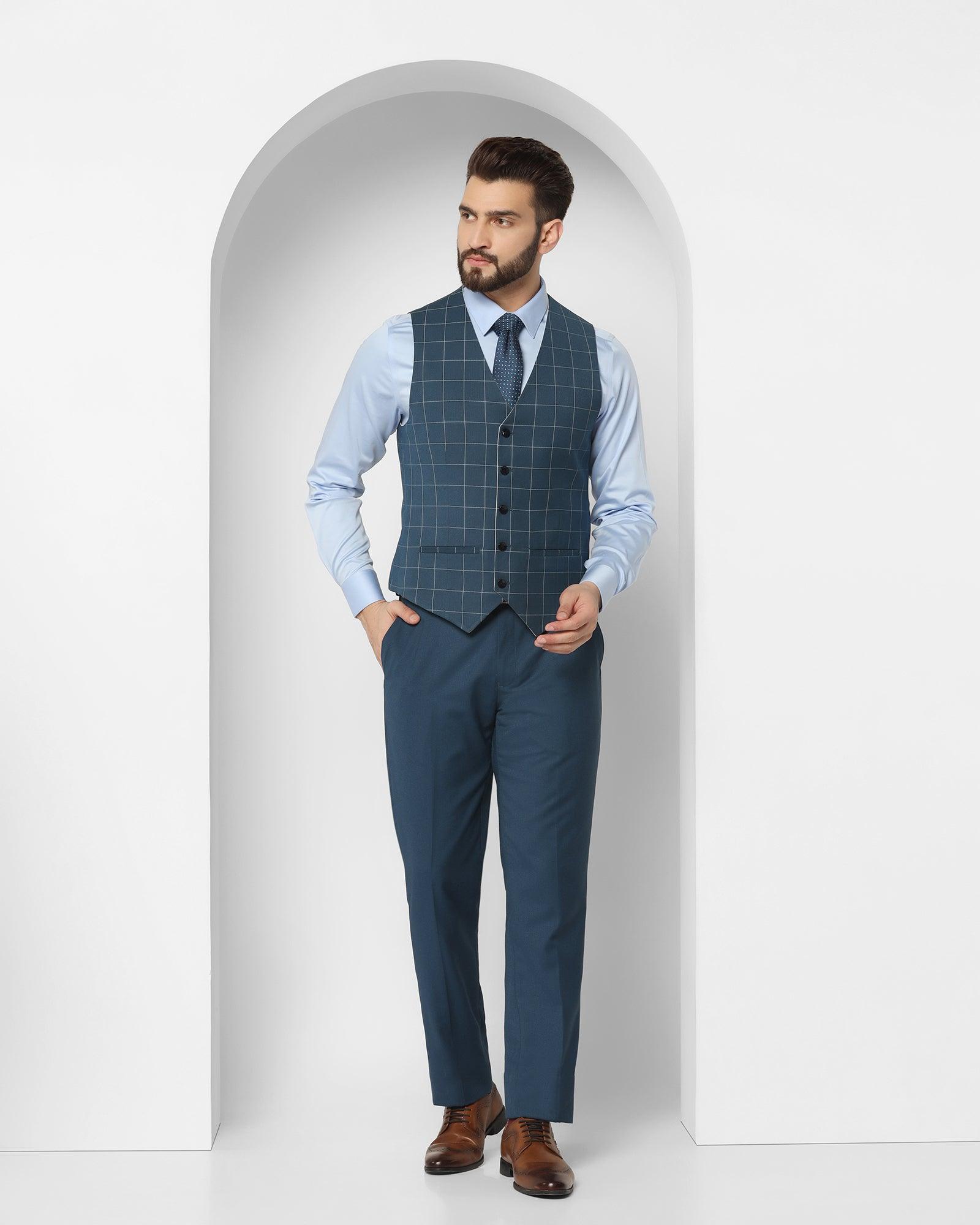 Check Tuxedo 6X Suit In Teal (Micah) - Blackberrys