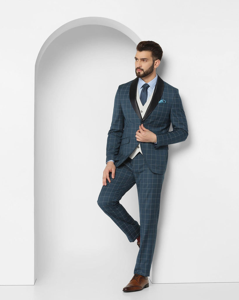 Tuxedo Multitude 6X Teal Check Formal Suit - Micah