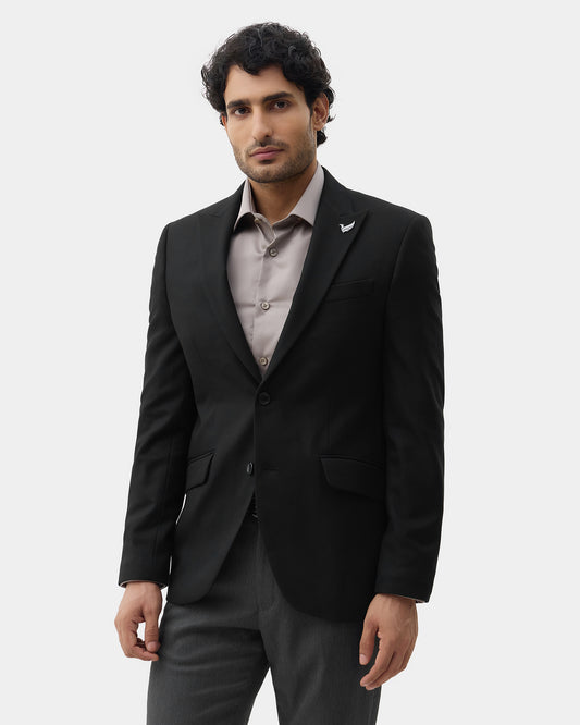 Black Textured Blazer - Sazam