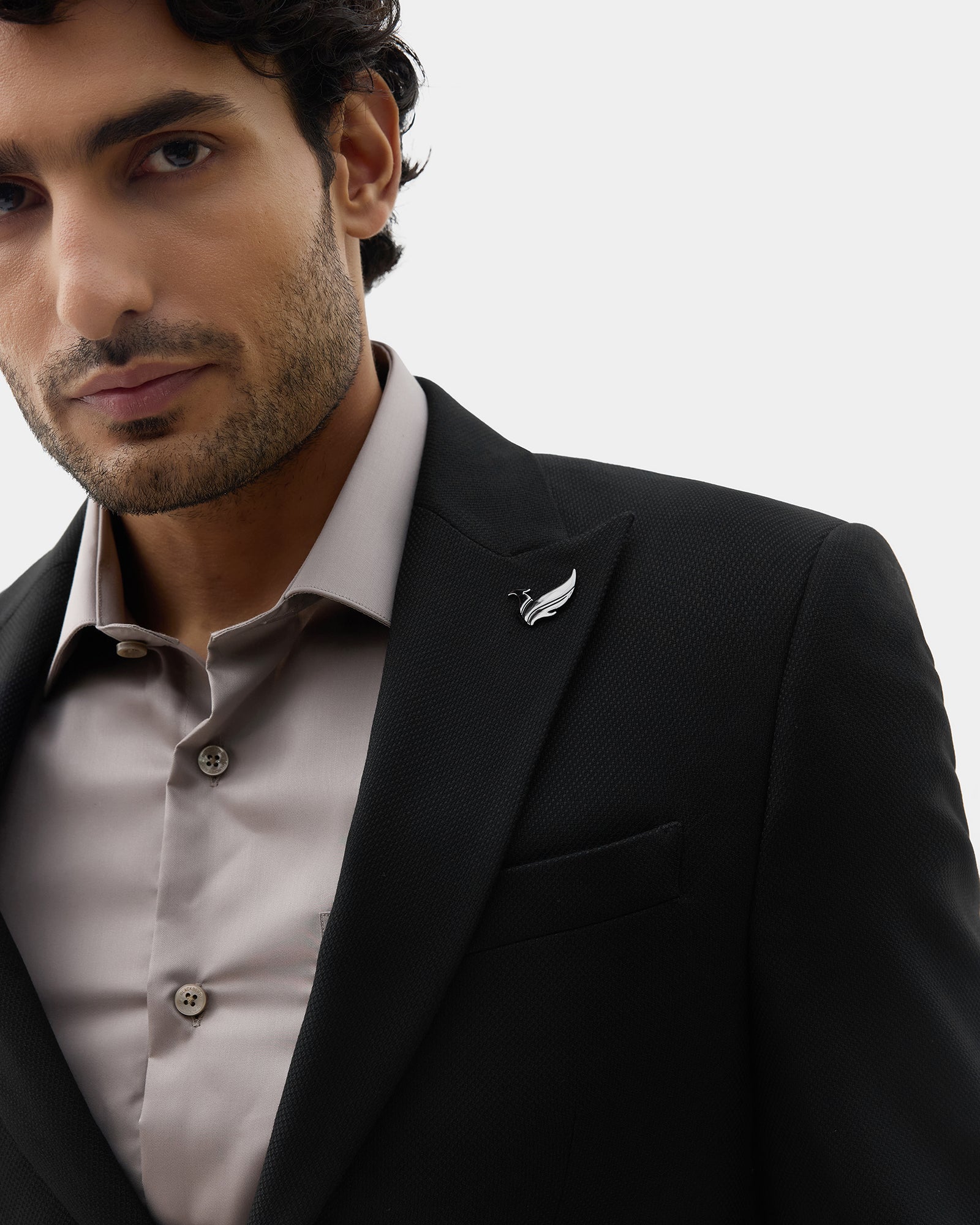 Black Textured Blazer - Sazam