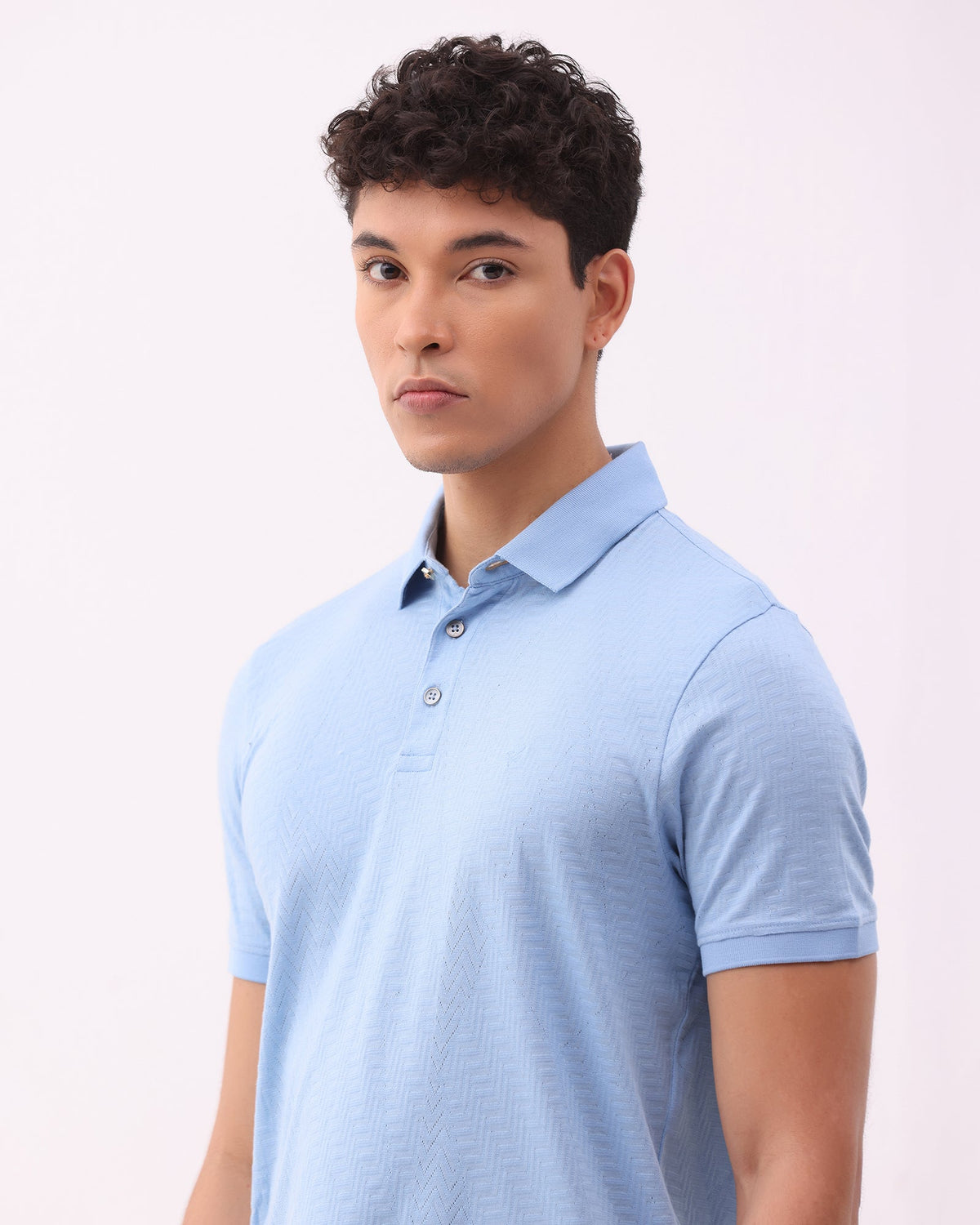 Cool Blue Textured Polo - Sun