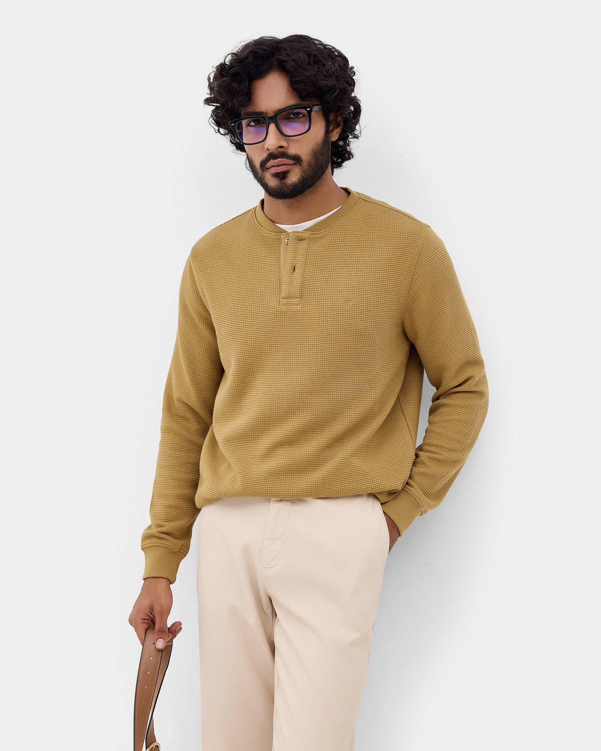 Copper Brown Textured Sweatshirt - Sand