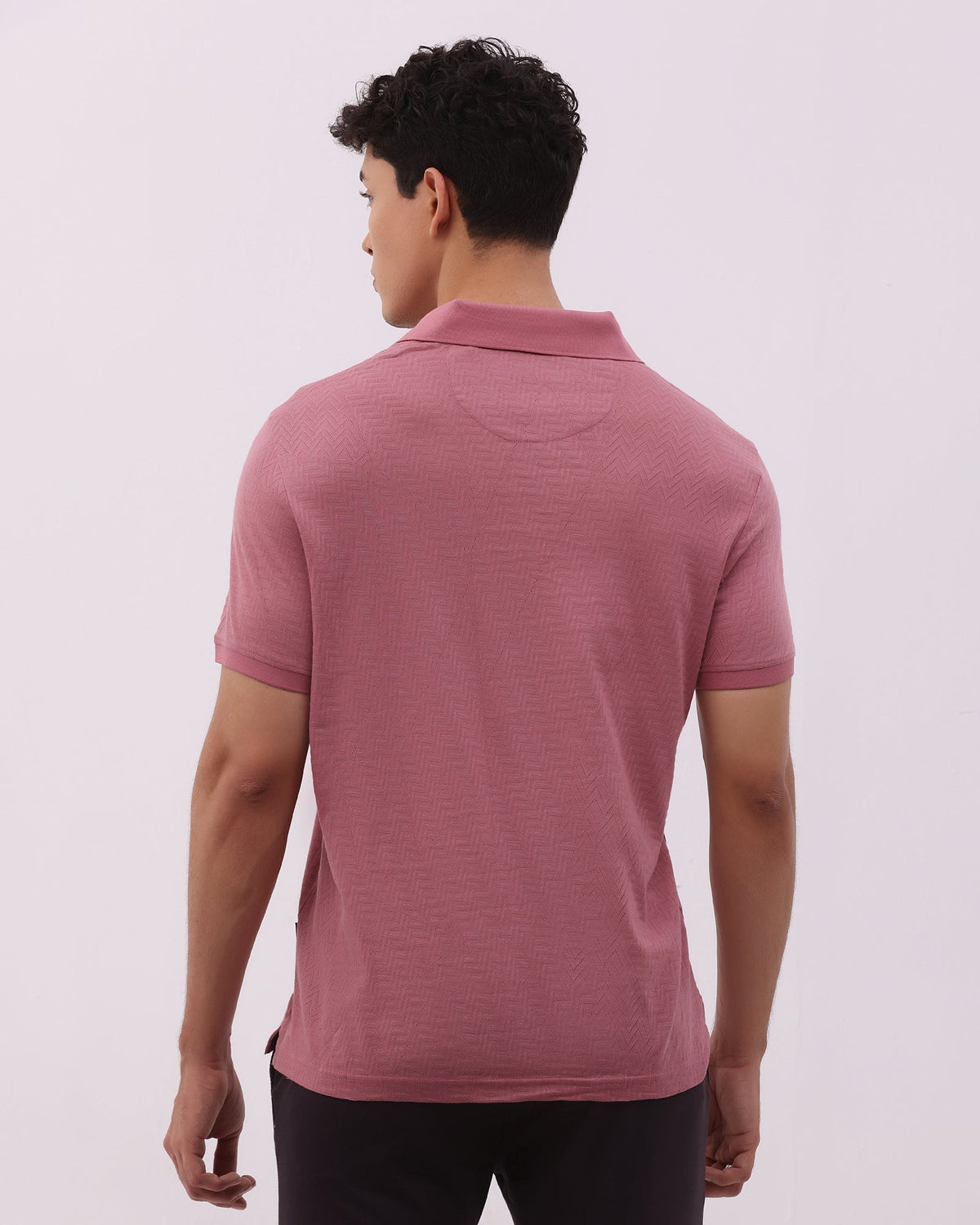Coral Pink Textured Polo - Sun