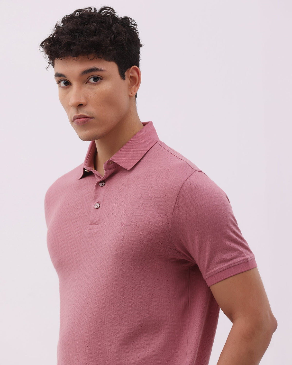 Coral Pink Textured Polo - Sun