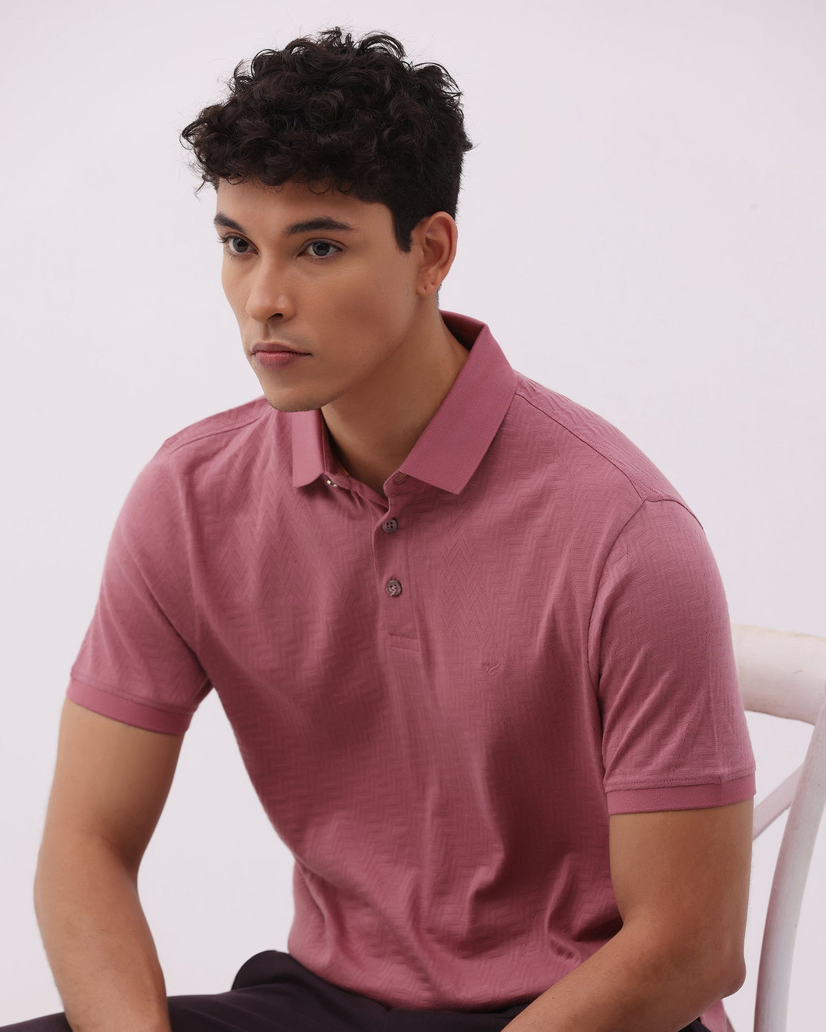 Coral Pink Textured Polo - Sun