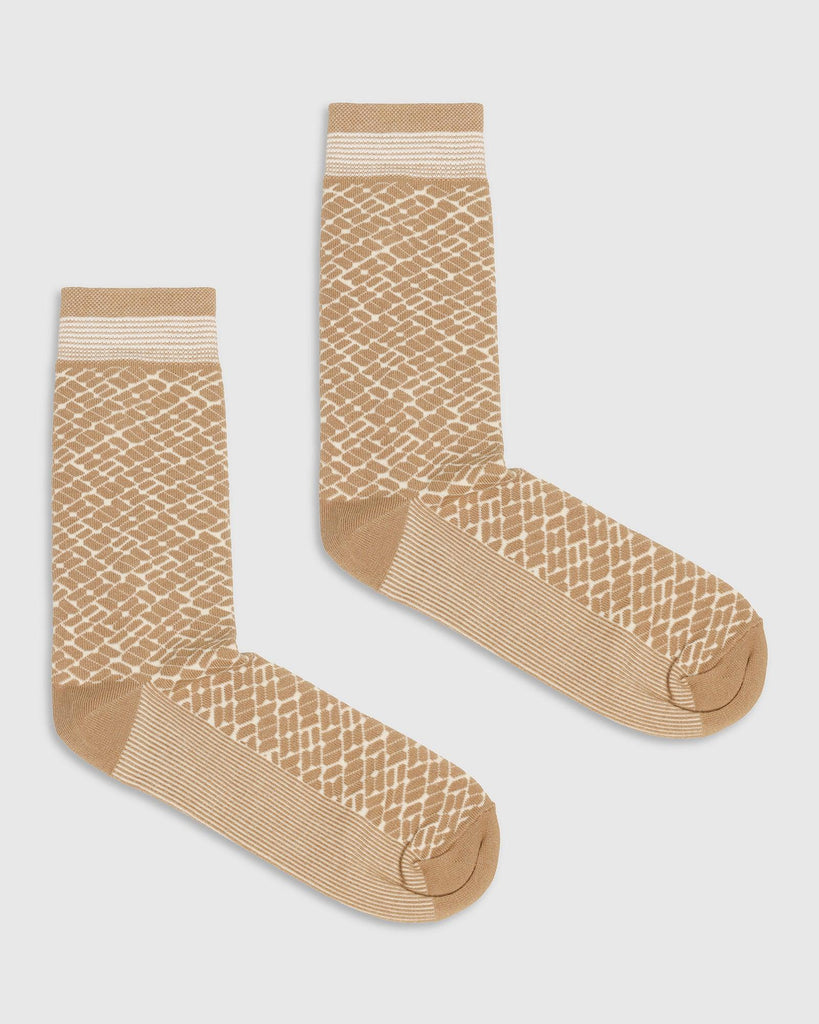 Cotton Beige Textured Socks - Sadio