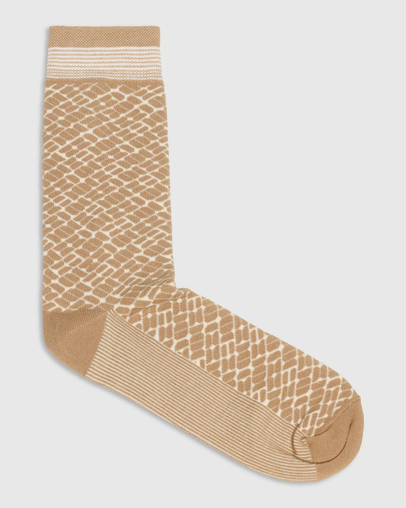 Cotton Beige Textured Socks - Sadio