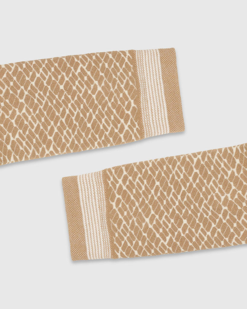 Cotton Beige Textured Socks - Sadio