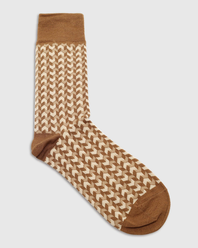 Cotton Beige Textured Socks - Snap