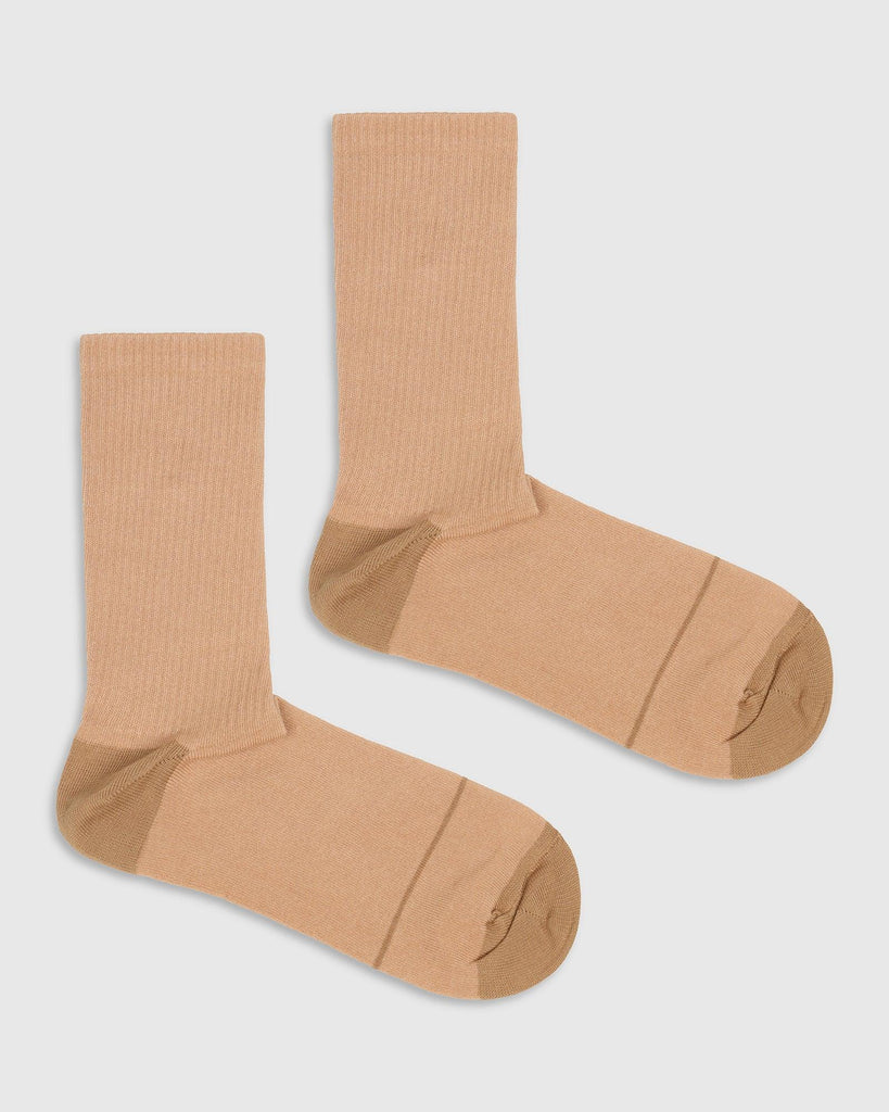 Cotton Beige Textured Socks - Snow