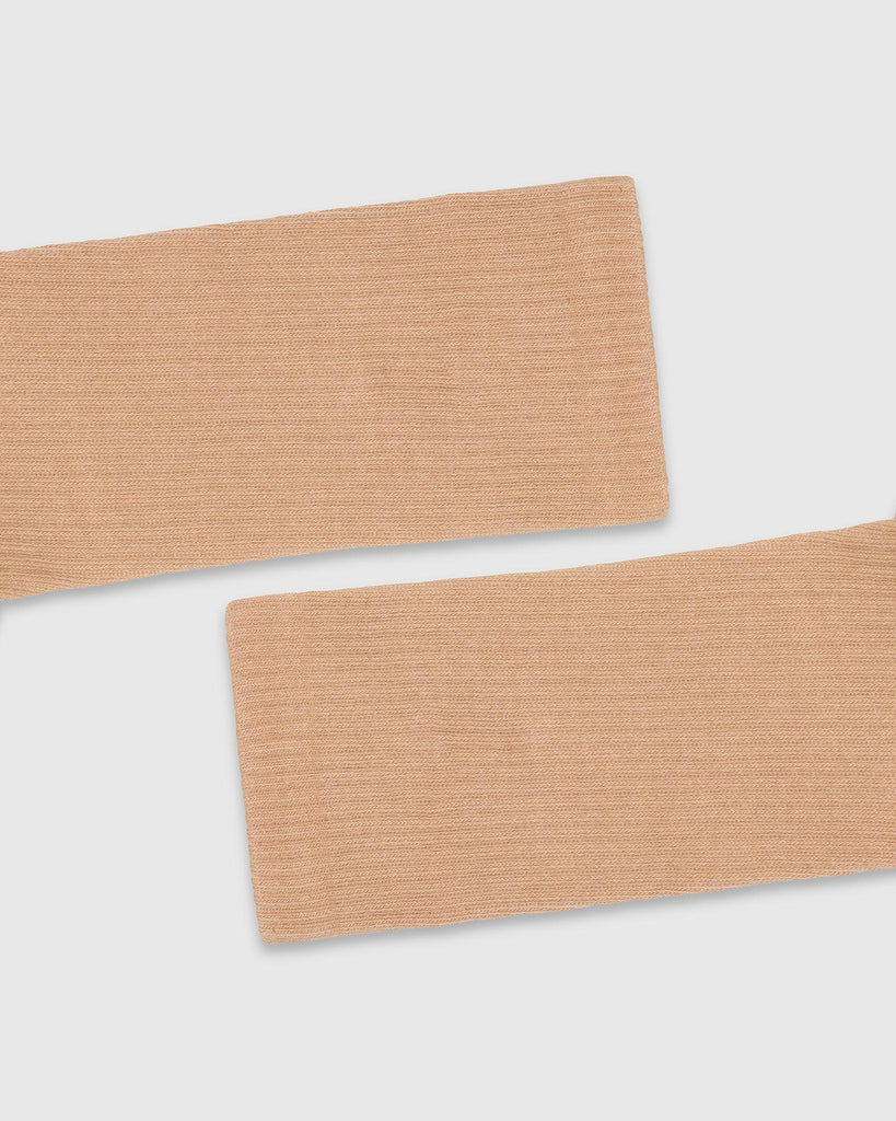 Cotton Beige Textured Socks - Snow