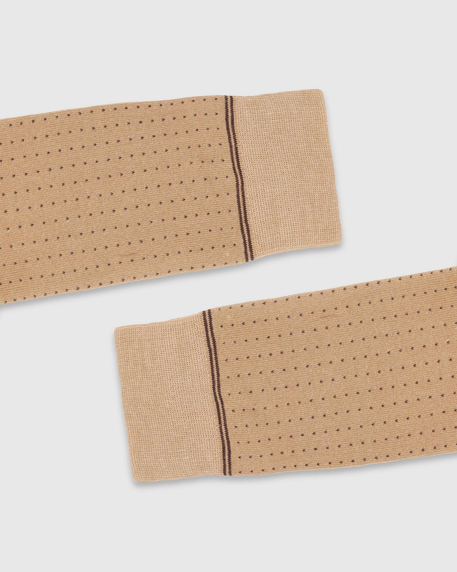 Cotton Beige Textured Socks - Star - Blackberrys