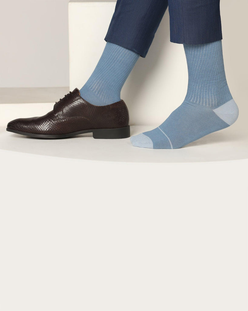 Cotton Blue Textured Socks - Snow