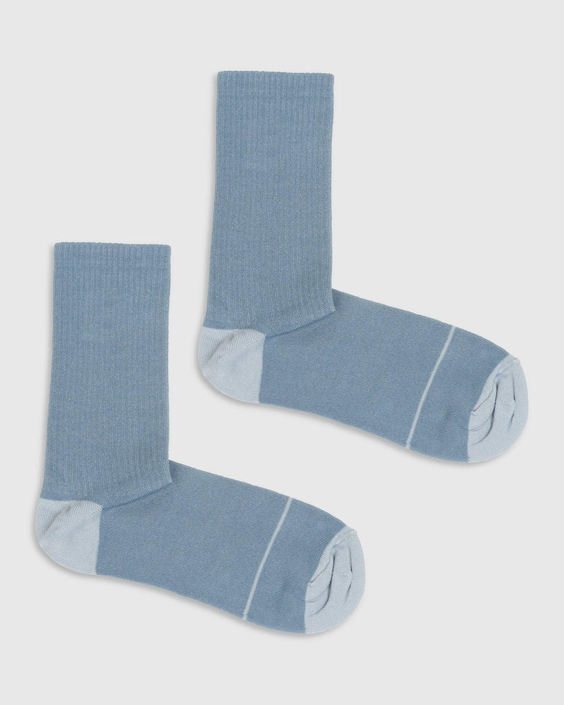 Cotton Blue Textured Socks - Snow