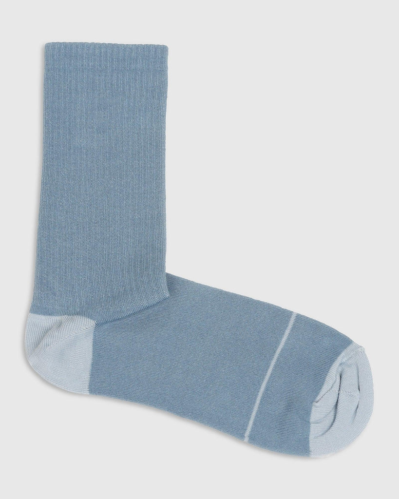 Cotton Blue Textured Socks - Snow