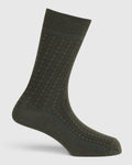 Cotton Dark Olive Knitted Socks - Skull