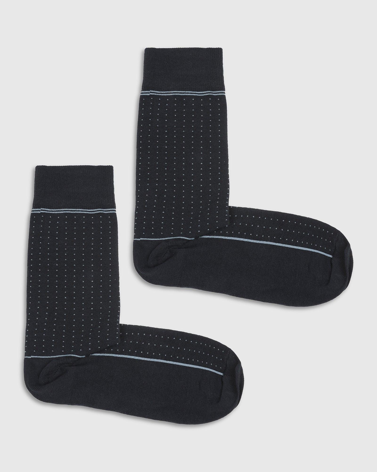 Cotton Deep Navy Textured Socks - Star