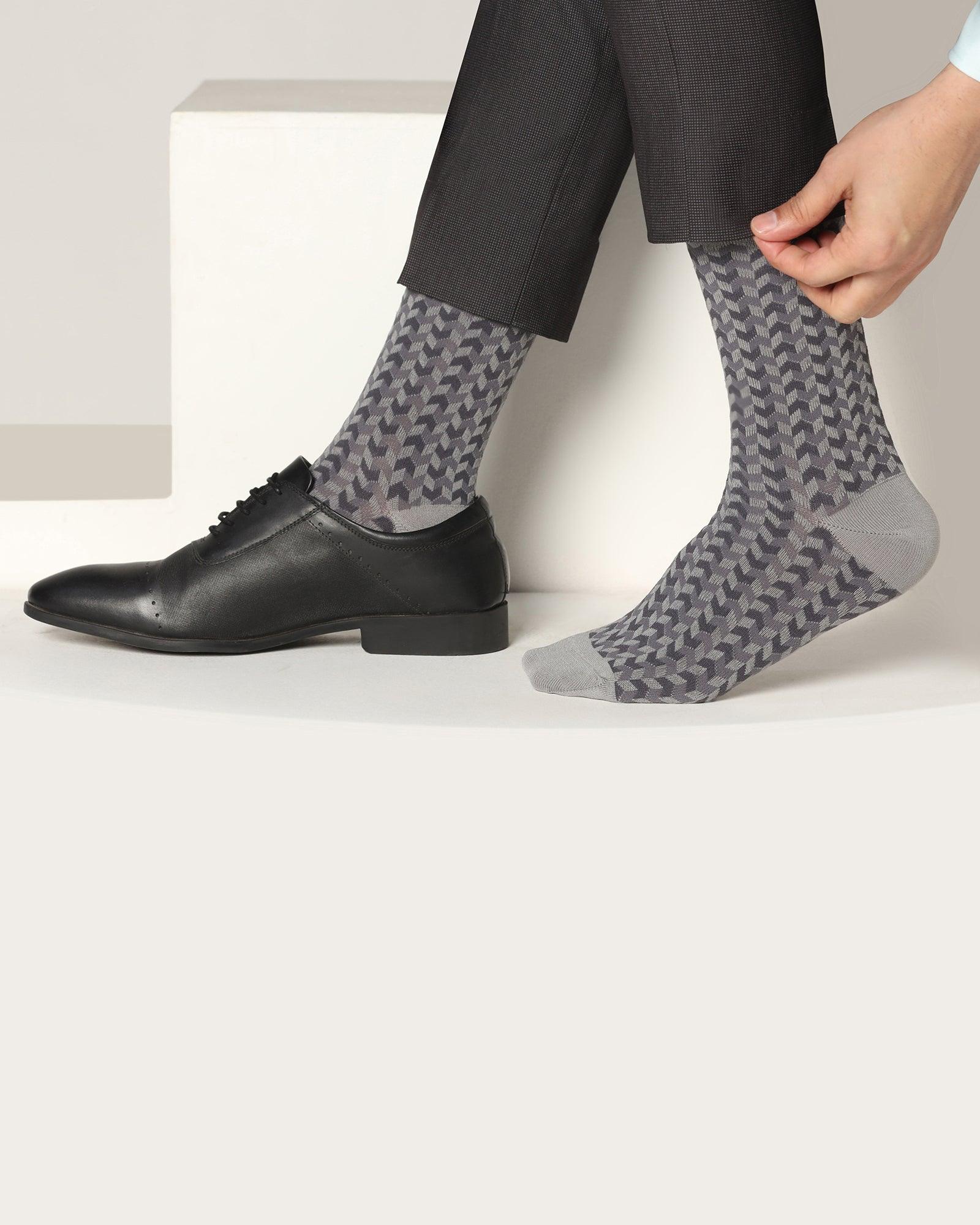 Cotton Grey Textured Socks - Snap