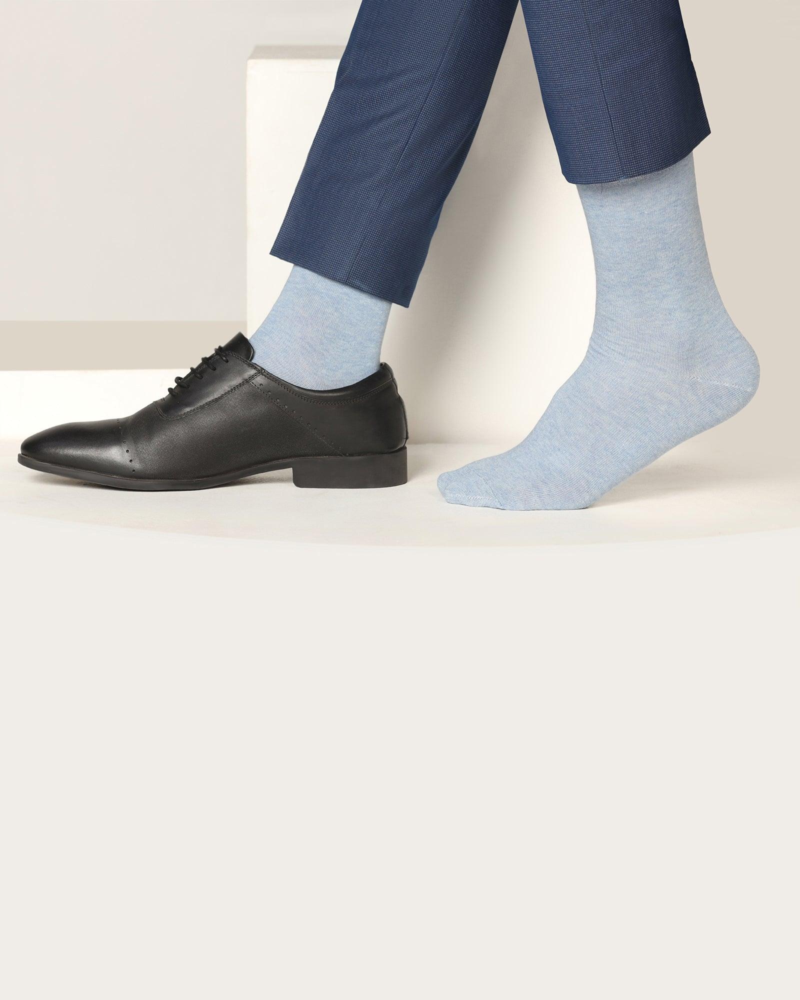 Cotton Light Blue Solid Socks - Samu