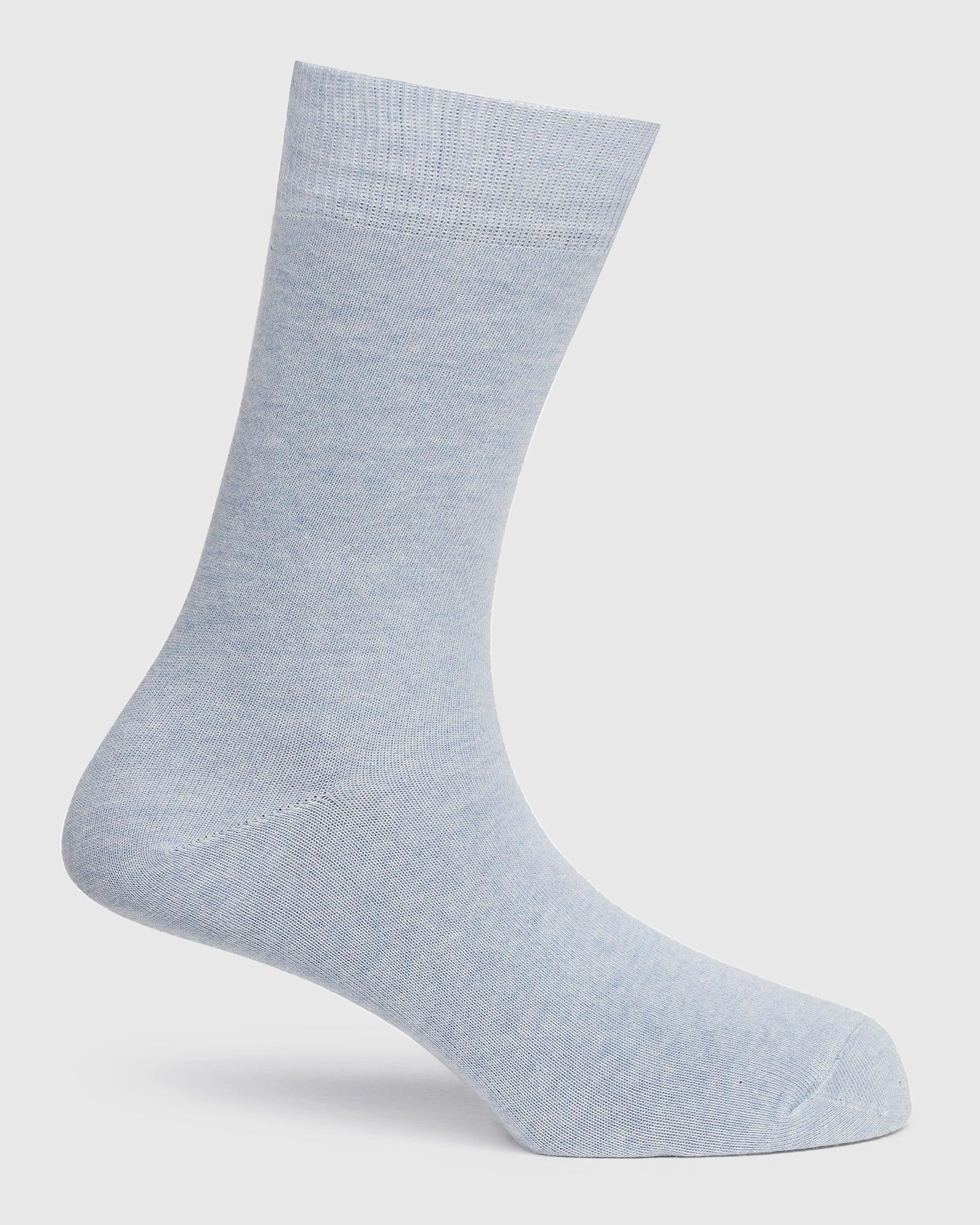 Cotton Light Blue Solid Socks - Samu