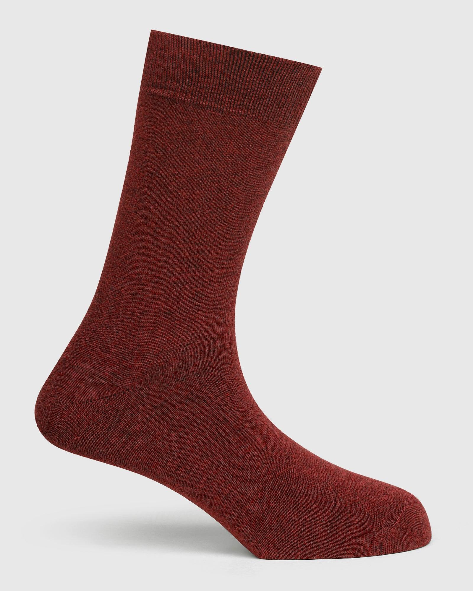 Cotton Maroon Knitted Socks - Samu