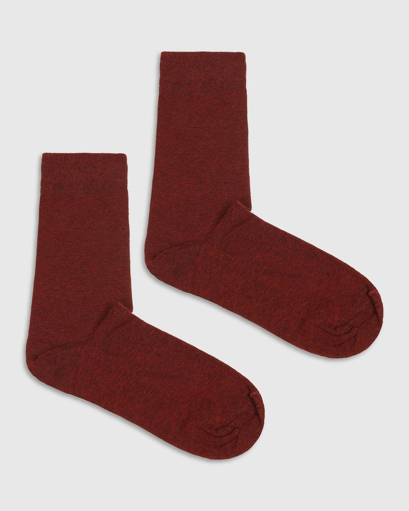 Cotton Maroon Solid Socks - Samu