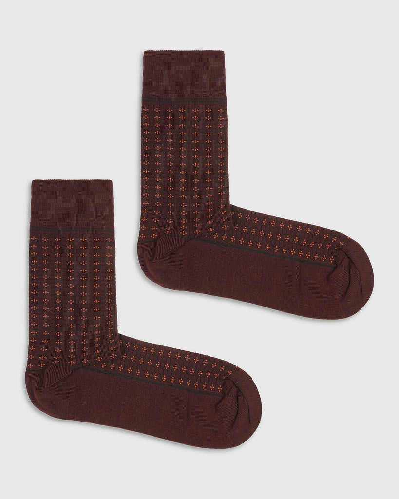 Cotton Maroon Textured Socks - Skull