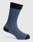 Cotton Navy Check Socks - Saffron