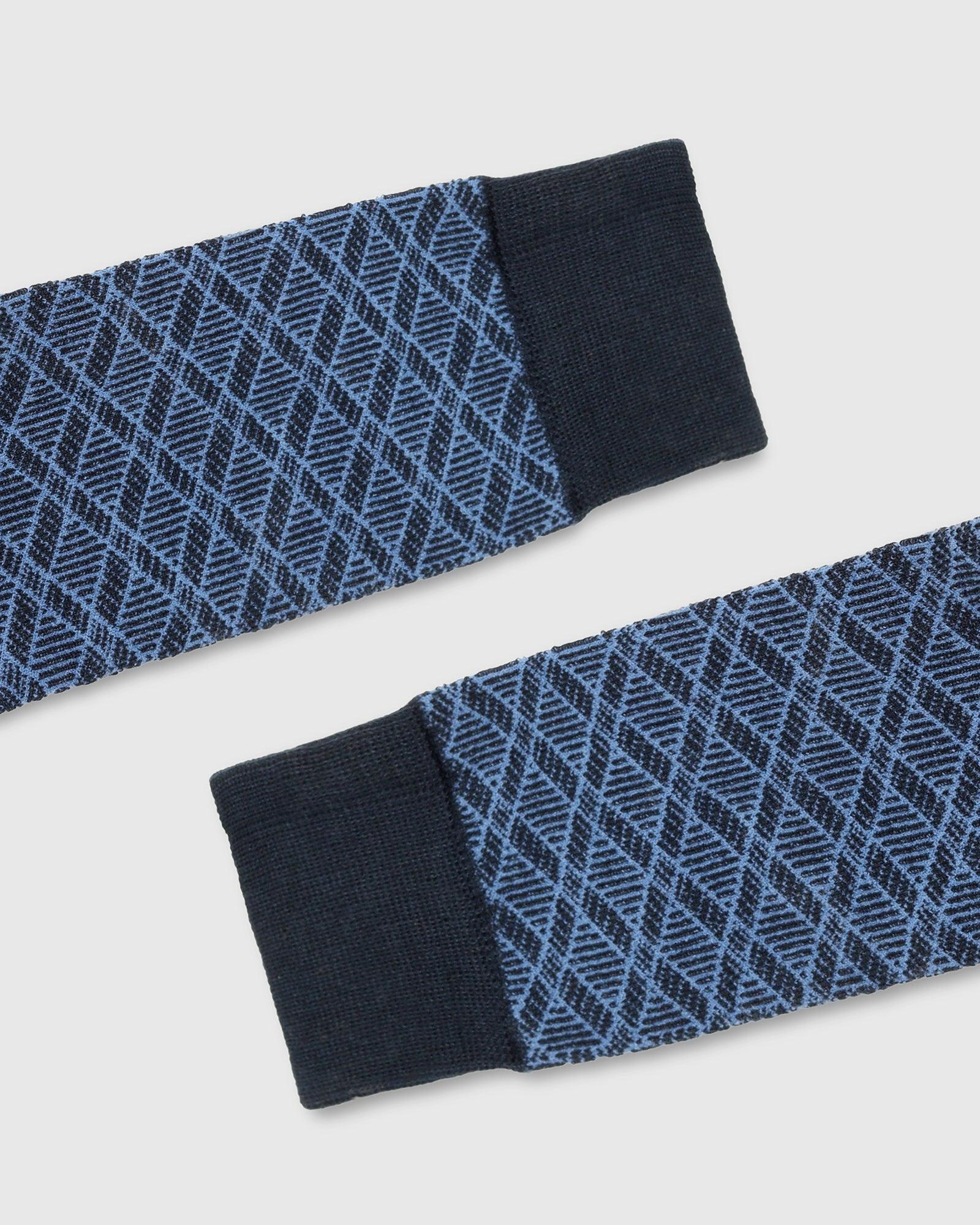 Cotton Navy Check Socks - Saffron - Blackberrys