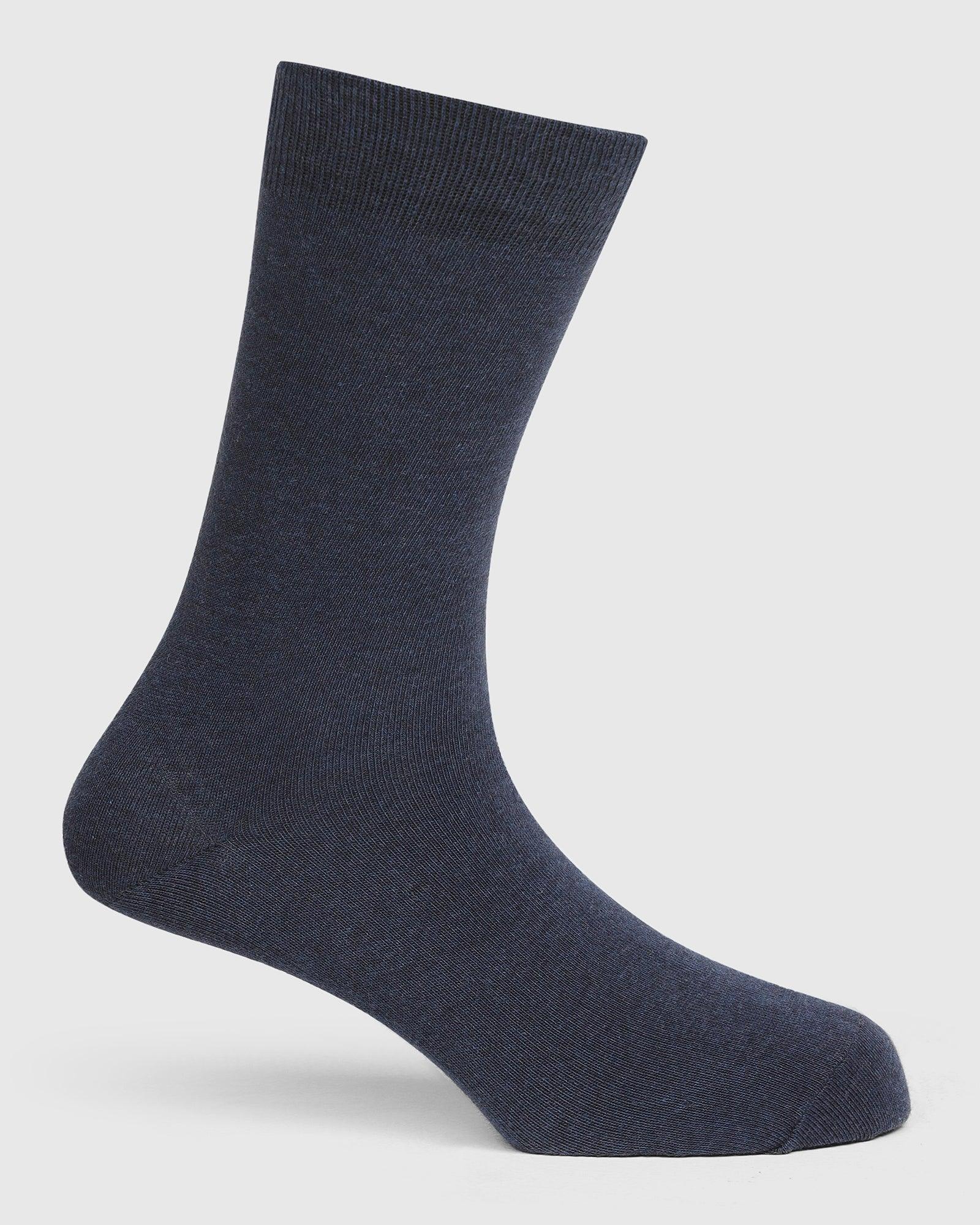 Cotton Navy Solid Socks - Samu