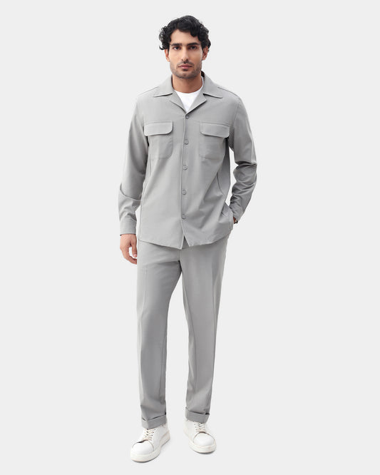 Light Grey Two Piece Textured Suit - Konfet