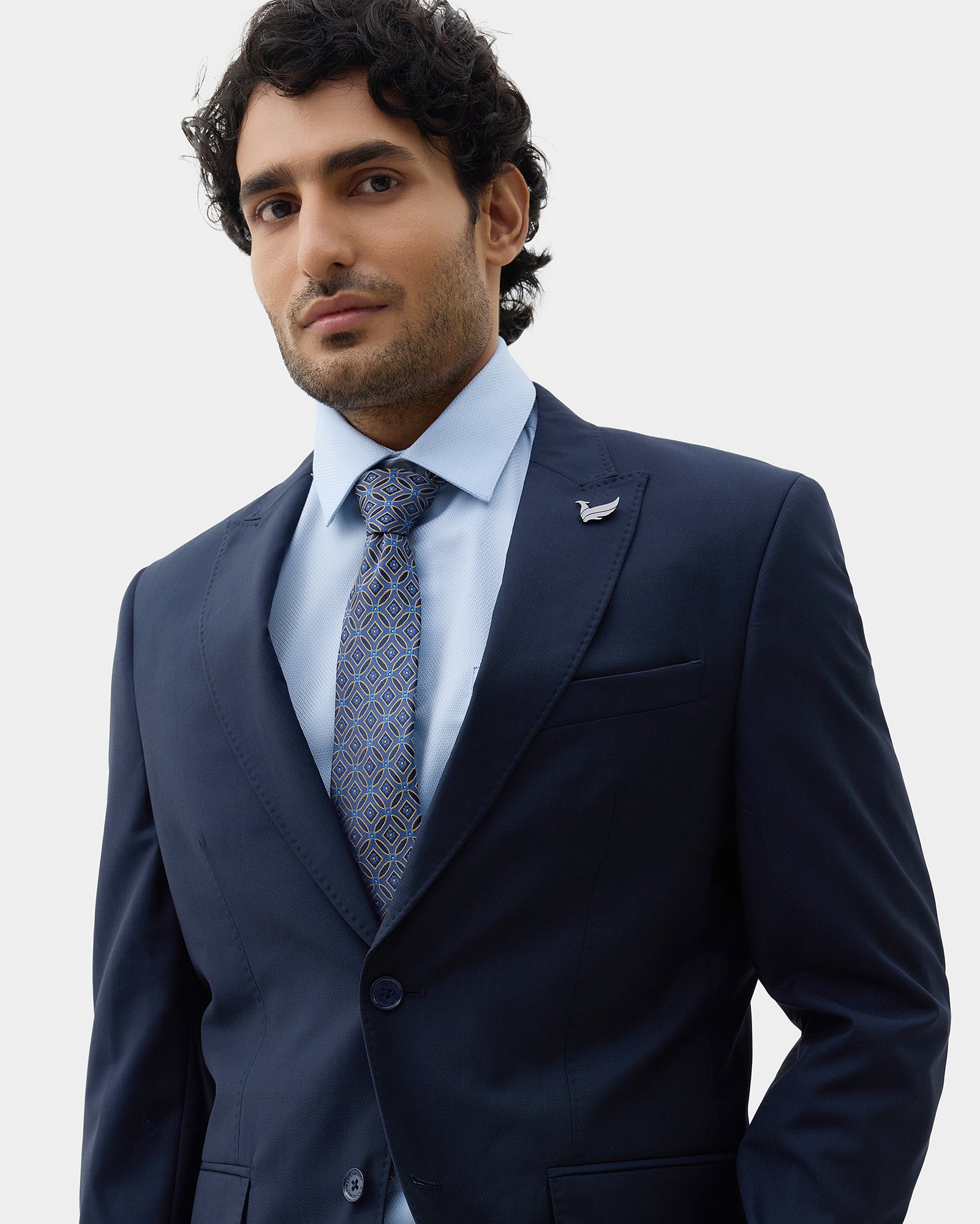 Navy Two Piece Textured Suit - Atoll