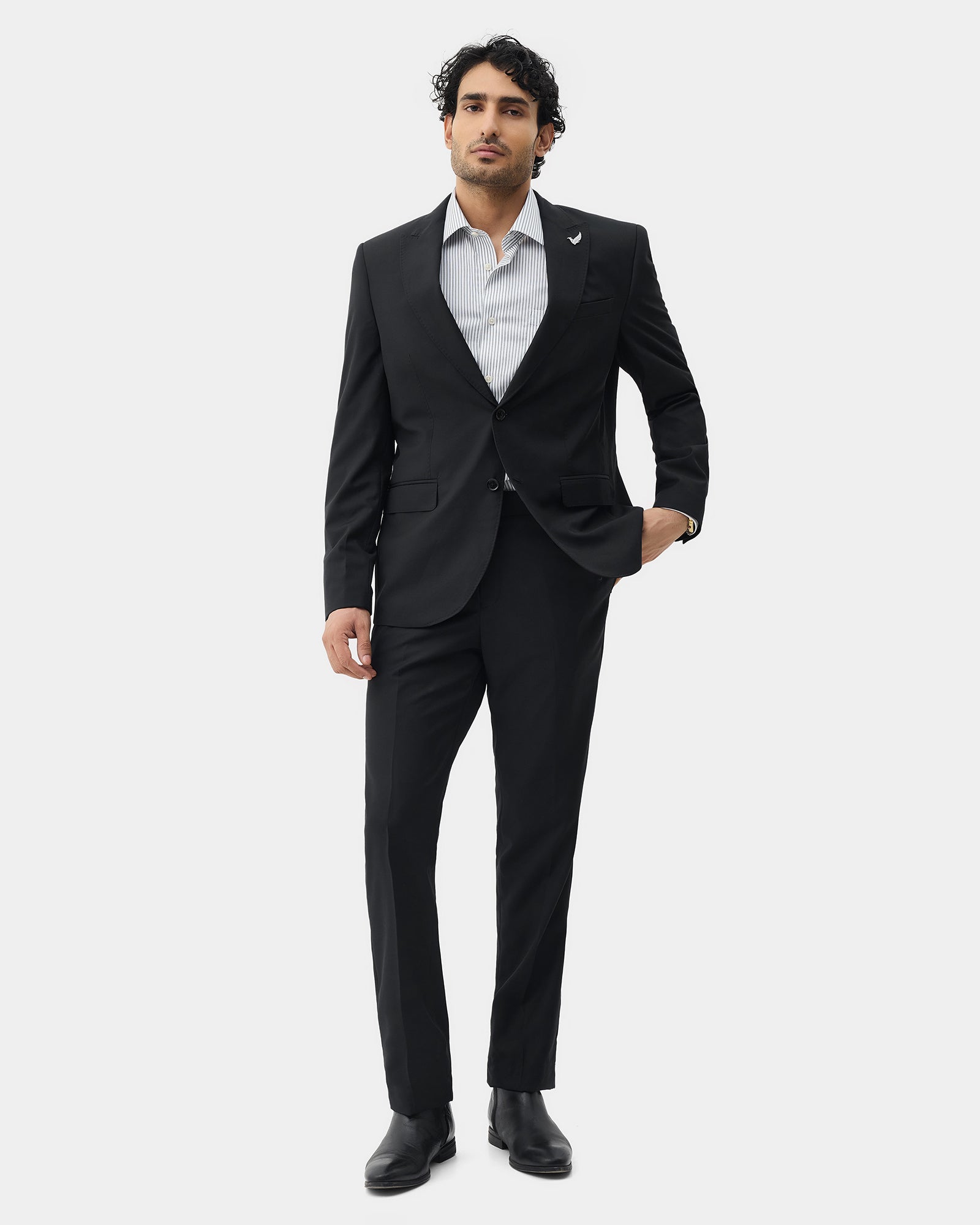 Black Two Piece Textured Suit - Atoll