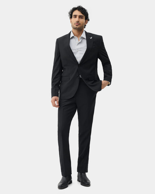 Black Two Piece Textured Suit - Atoll