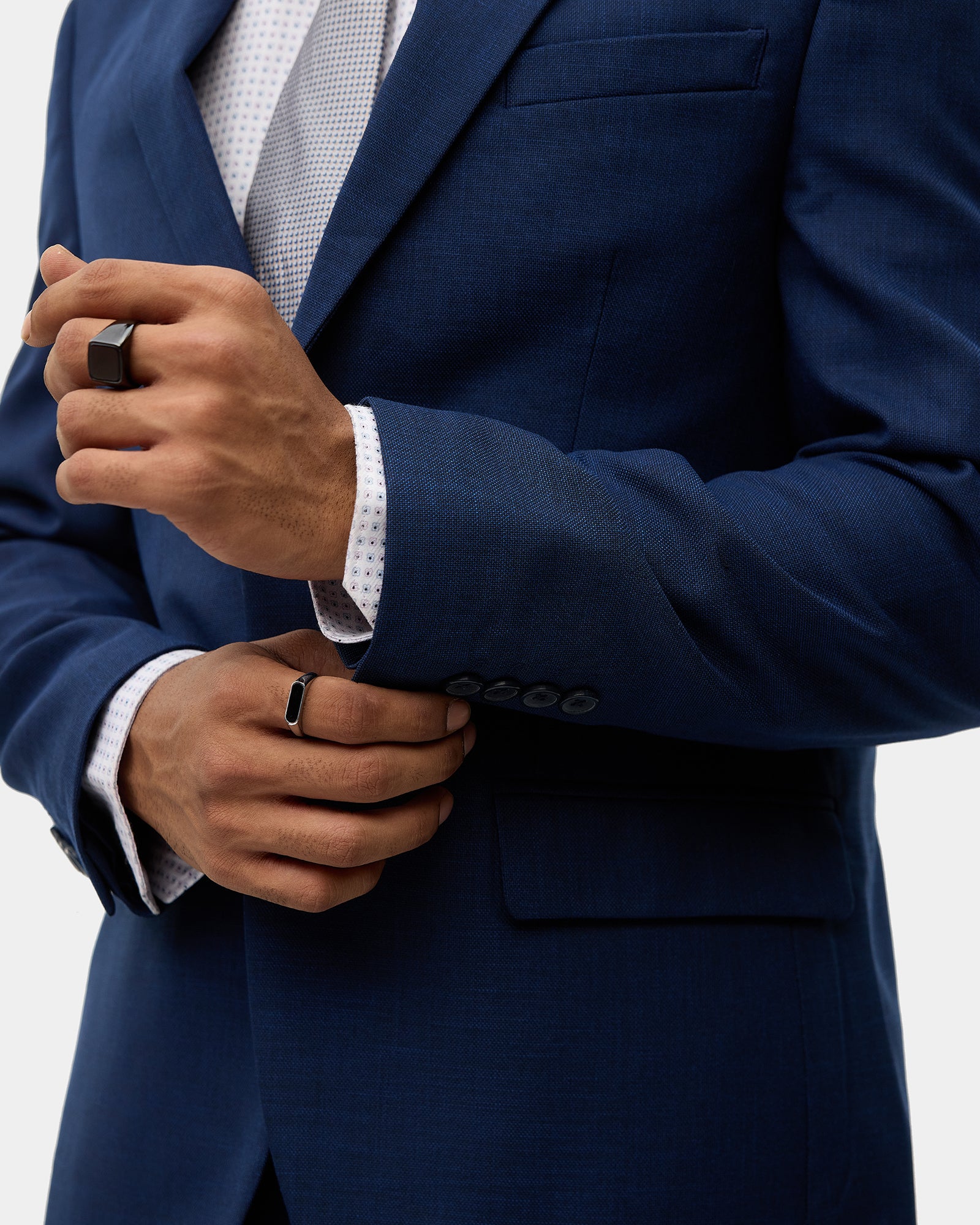 Navy Two Piece Textured Suit - Heckle