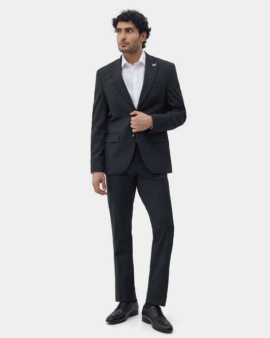 Charcoal Grey Two Piece Solid Suit - Overon